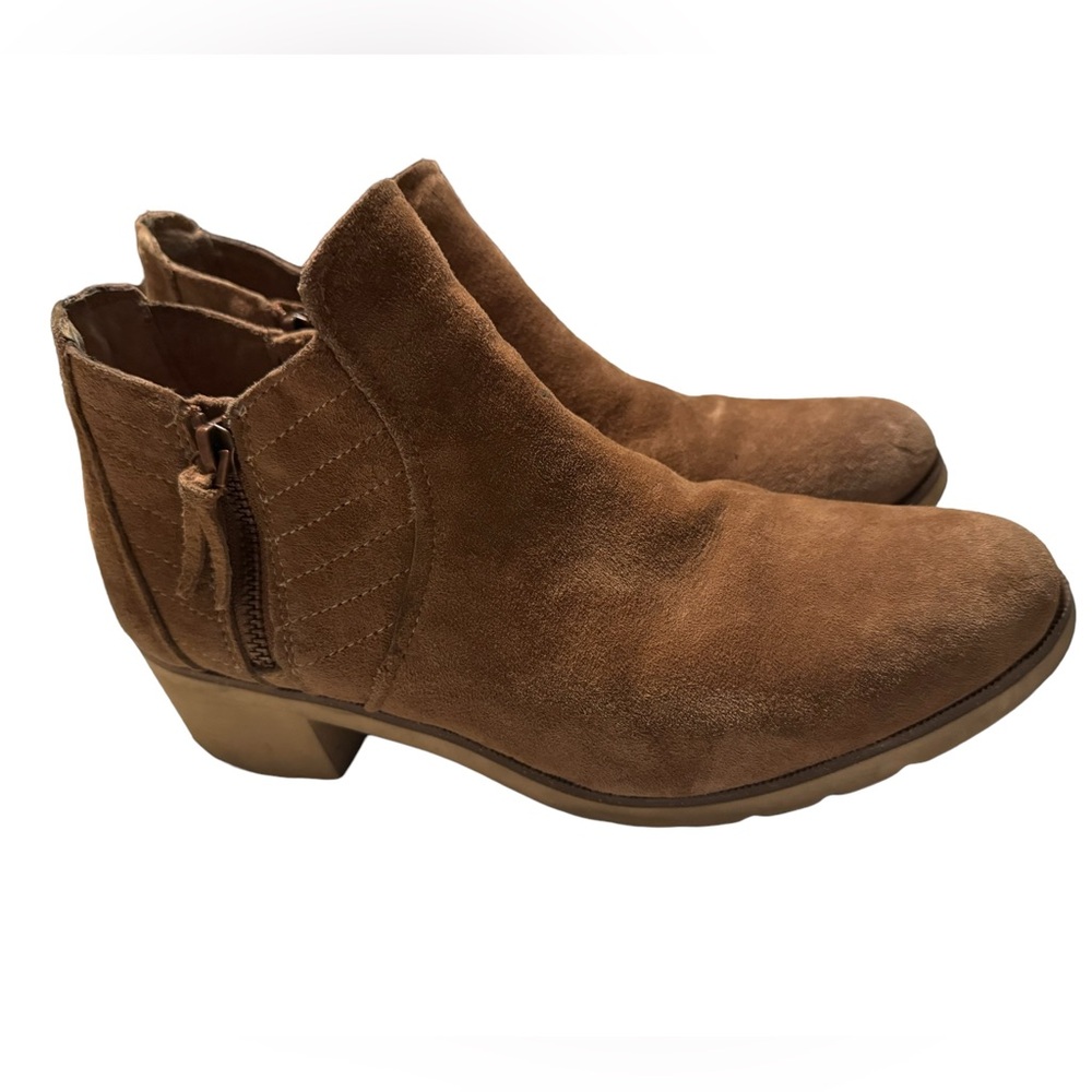 Y2K Retro Boho Reef Brown Tan Heeled Suede Ankle Boots Women’s 9 MINTY